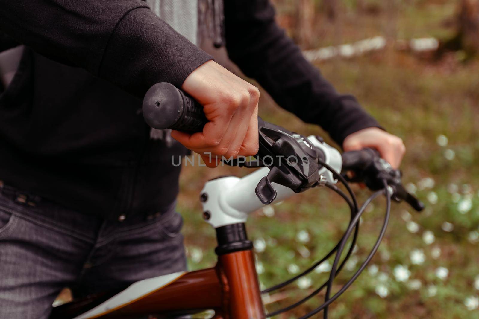 Woman behind the wheel of a bicycle