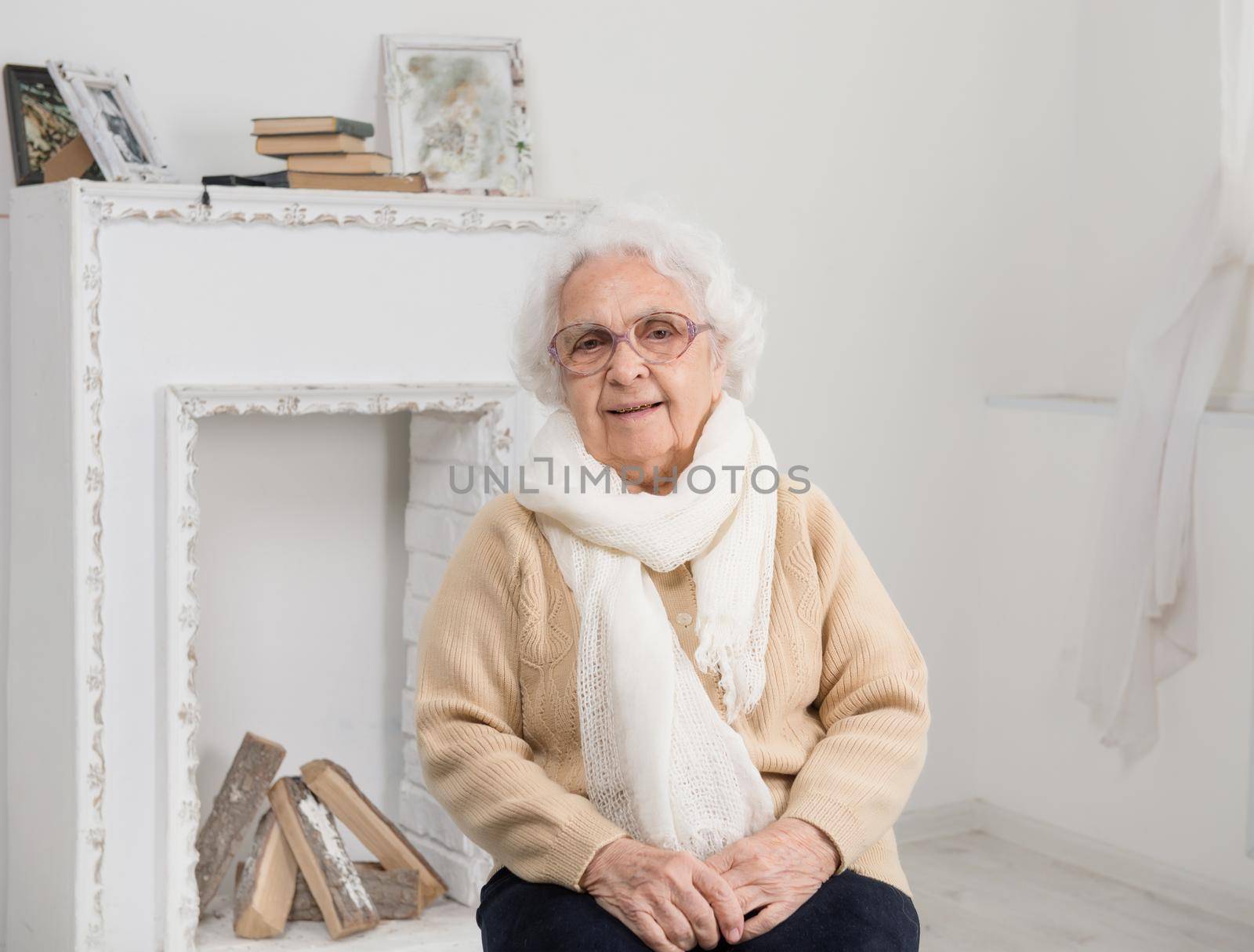 elderly woman portrait in interior