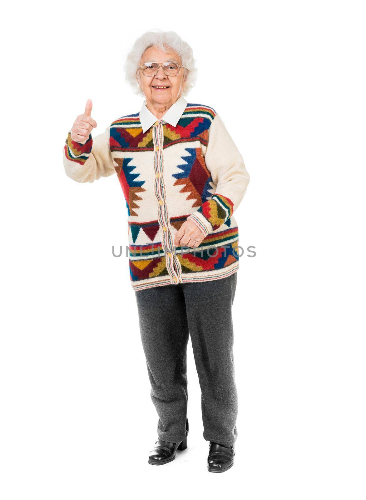 elderly woman with thumbs up by tan4ikk1