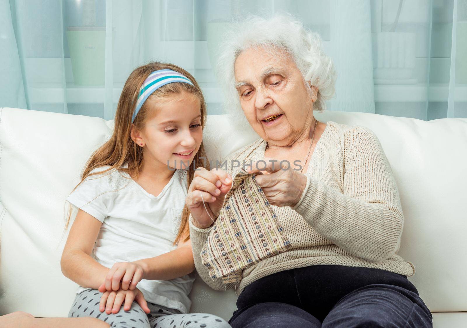ganddaughter learning to embroider with granny by tan4ikk1