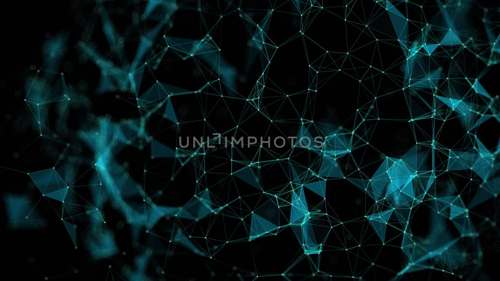 Molecules technology with linear and polygonal pattern shapes on dark blue background. by Maximusnd