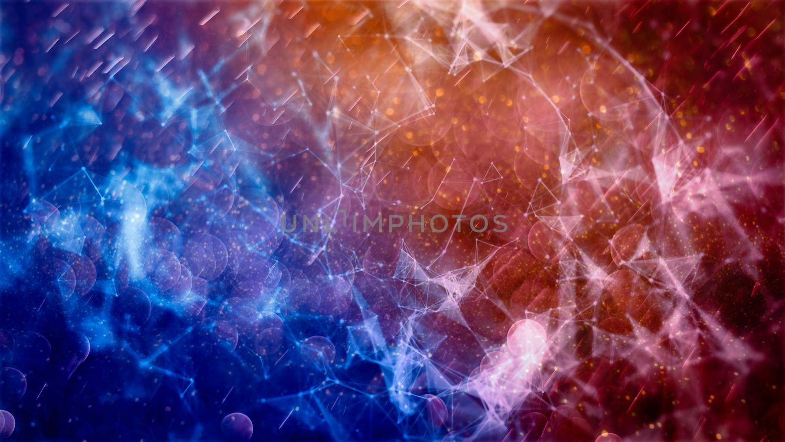 Molecules technology with linear and polygonal pattern shapes on dark blue background. by Maximusnd
