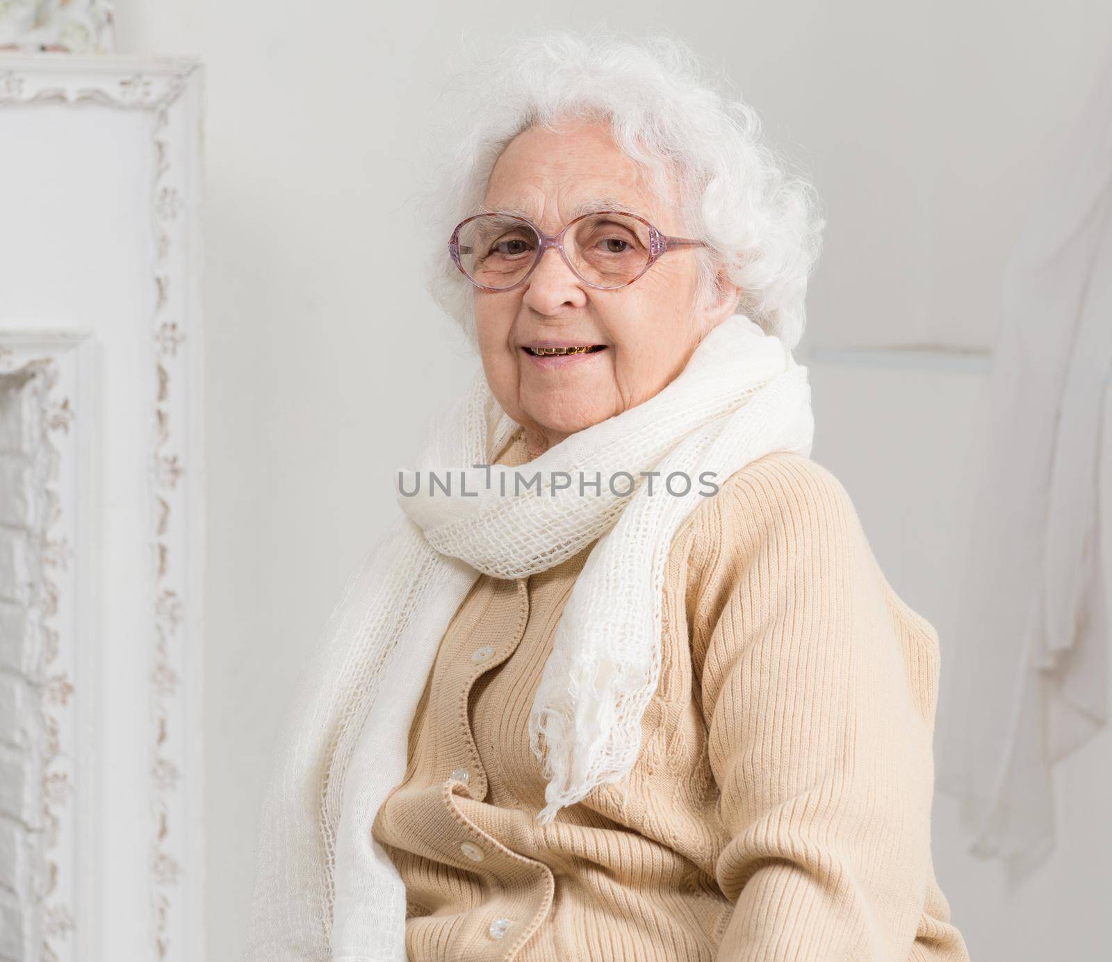 elderly woman portrait in interior