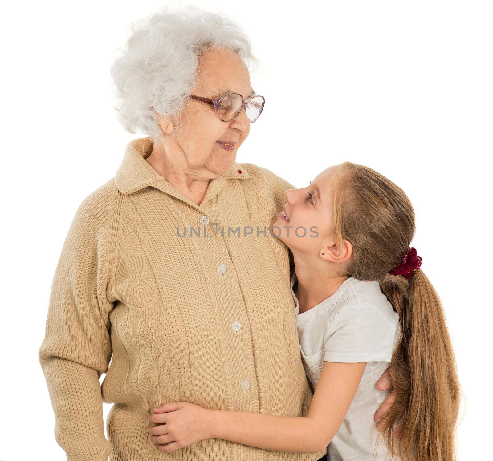 little girl with greatgrandmother portrait