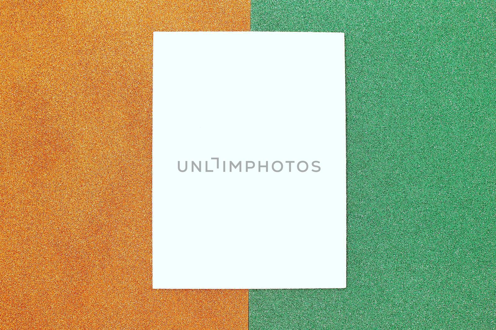 orange and green geometric abstract background. Template for the designer