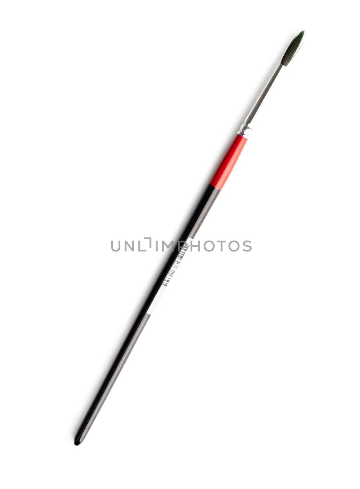 Stained this painting brush, made of hair, isolated on white background