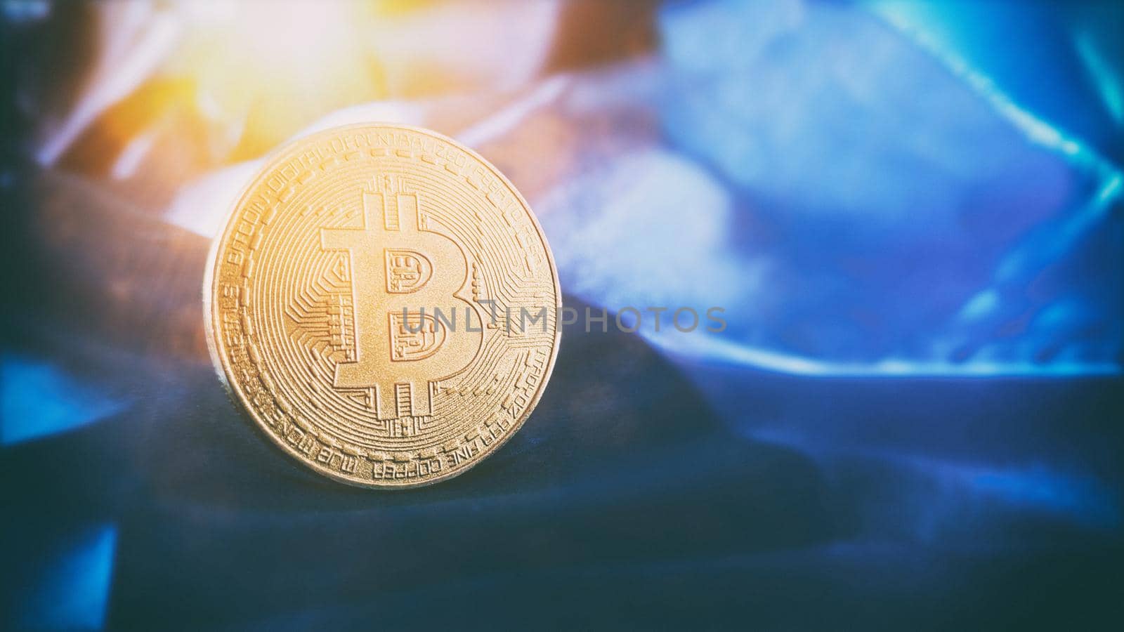 Bitcoin BTC Bit Coin close up of Bitcoin coins isolated on black background Blockchain technology, by Maximusnd