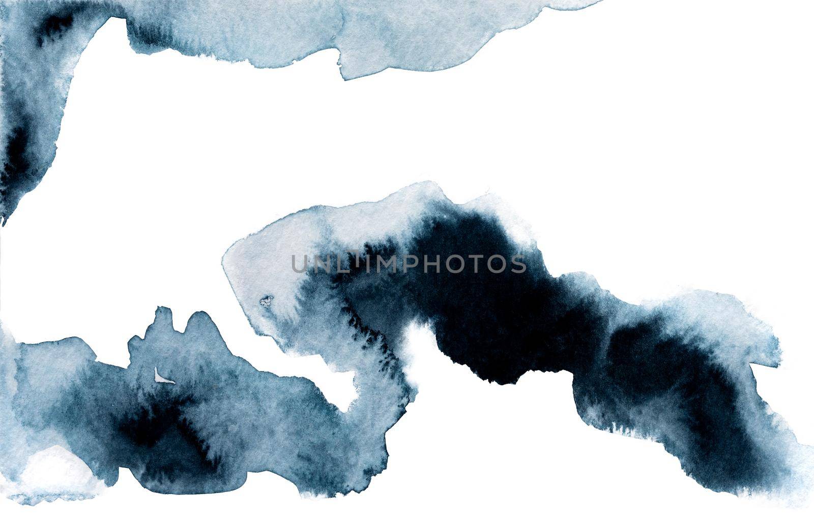 Dark blue painting of watercolor, with copy space