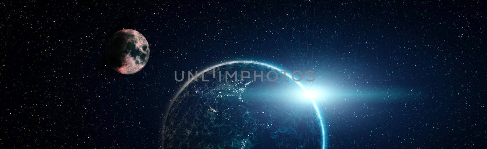 Earth cryptocurrency and blockchain and IoT.Communication technology for internet business. Global network with telecommunication on earth.Elements of this image furnished by NASA