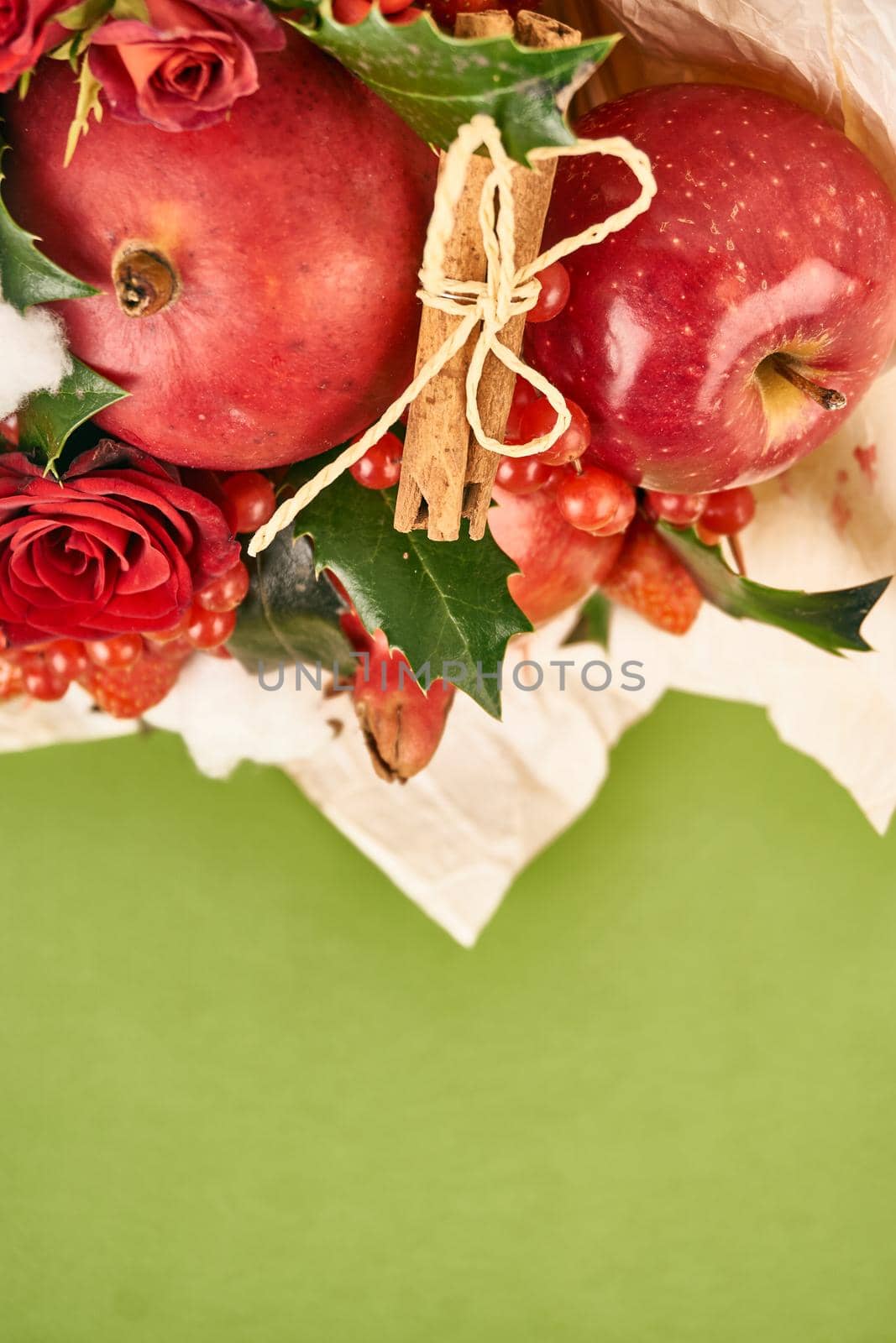 bouquet with red fruits cinnamon decoration gift organic. High quality photo