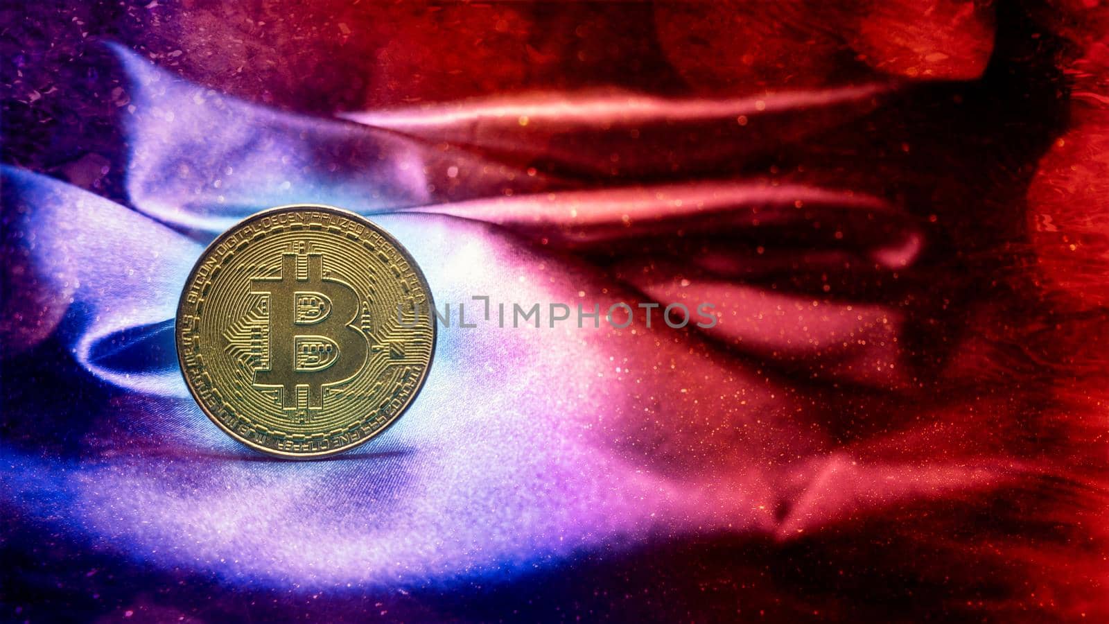 Bitcoin BTC Bit Coin close up of Bitcoin coins isolated on black background Blockchain technology,