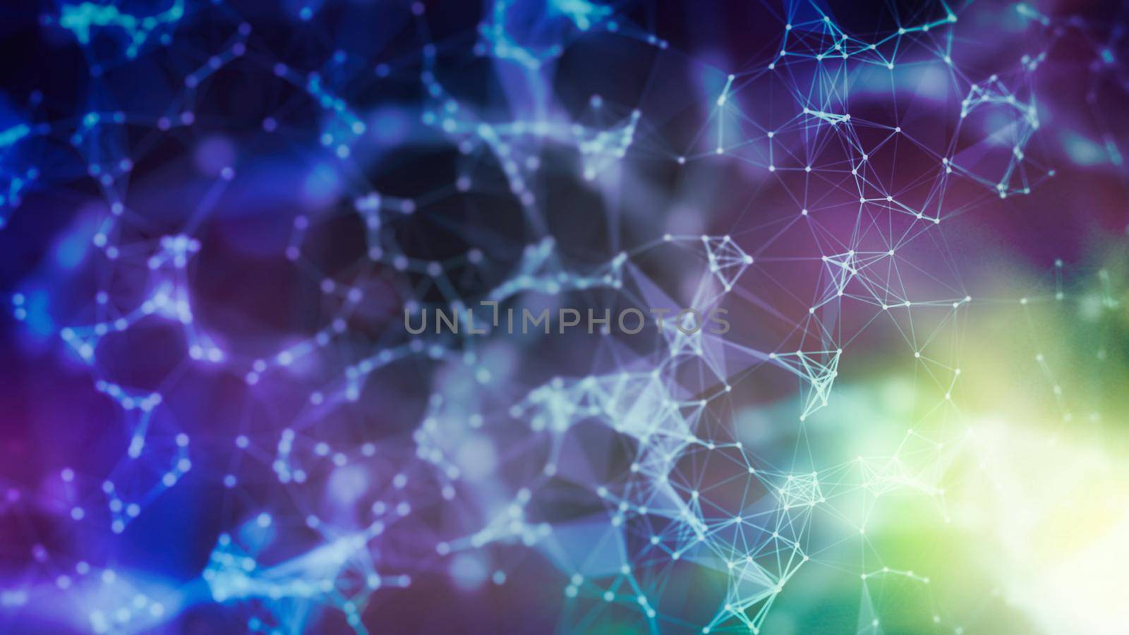 Molecules technology with linear and polygonal pattern shapes on dark blue background. by Maximusnd