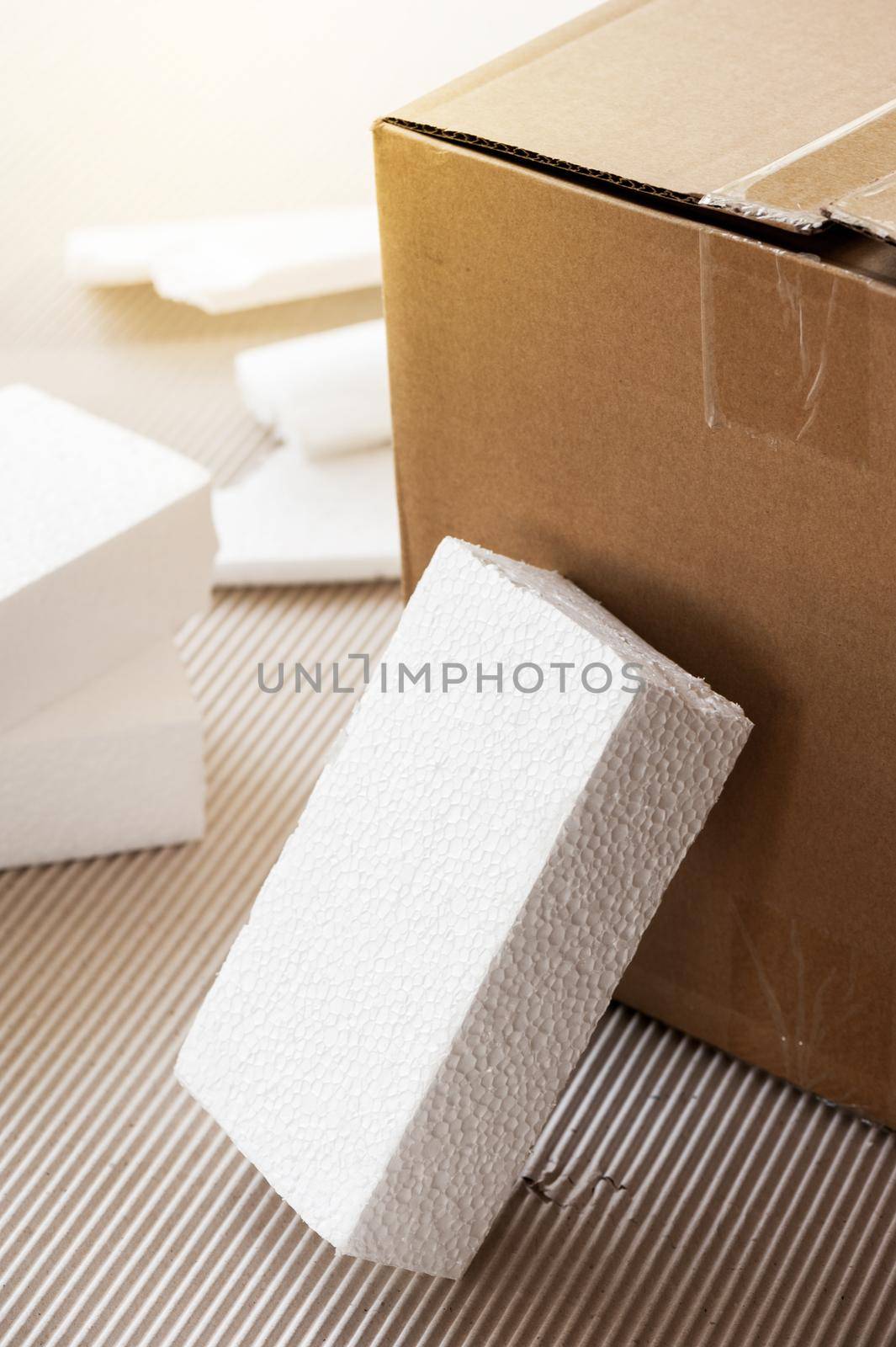 White polystyrene foam, material for packaging or craft applications by norgal