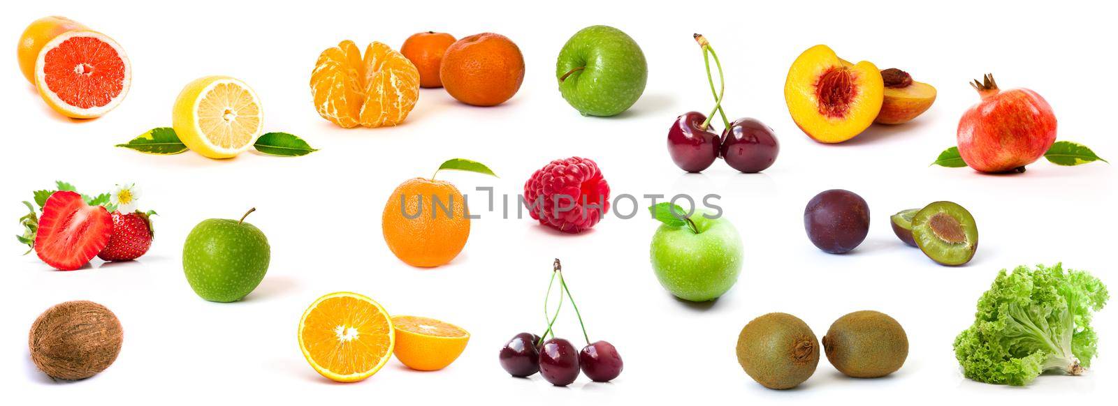healthy food ingredients isolated on a white background