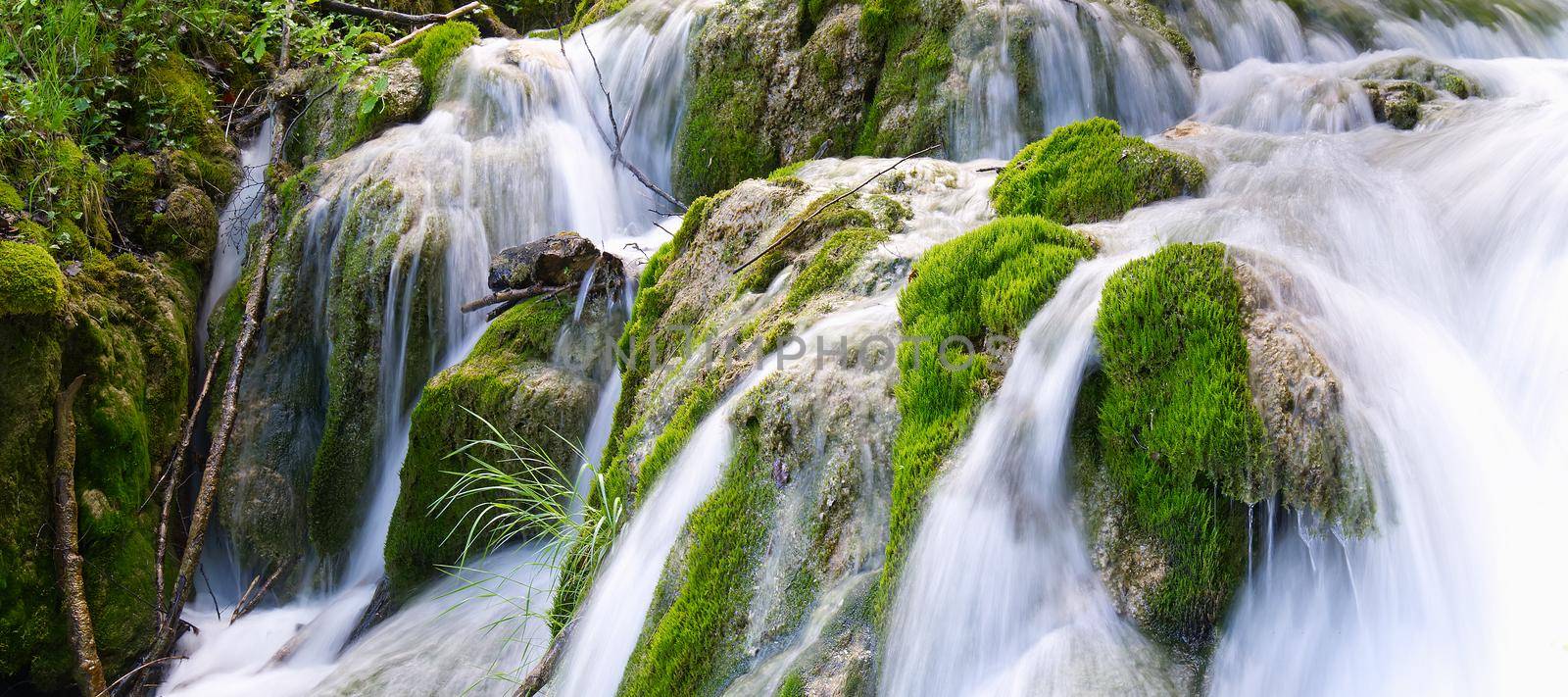 Waterfall in Plitvice Lakes national Park at summer, Croatia by PhotoTime