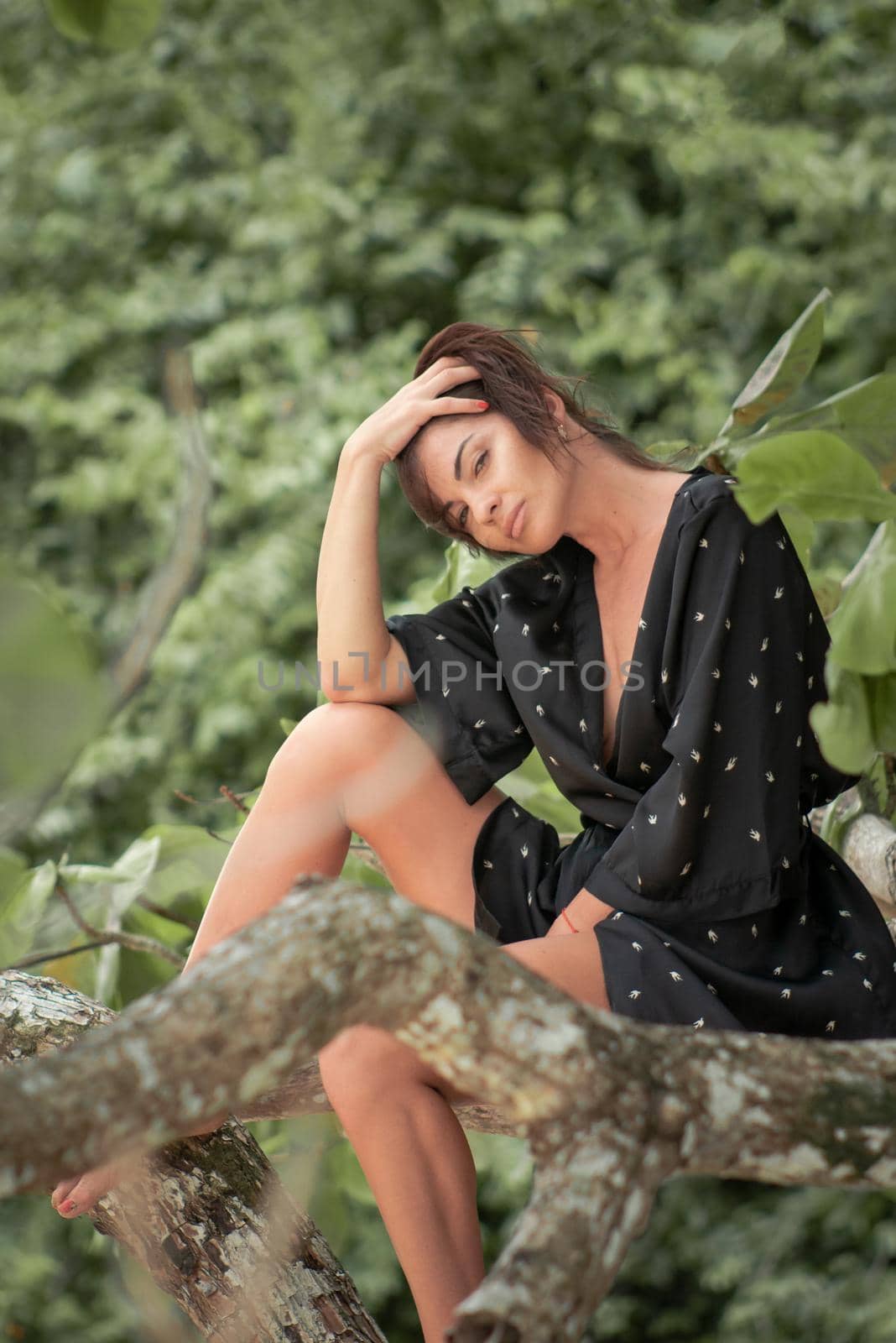 girl in a black fashionable shirt in nature by Rotozey