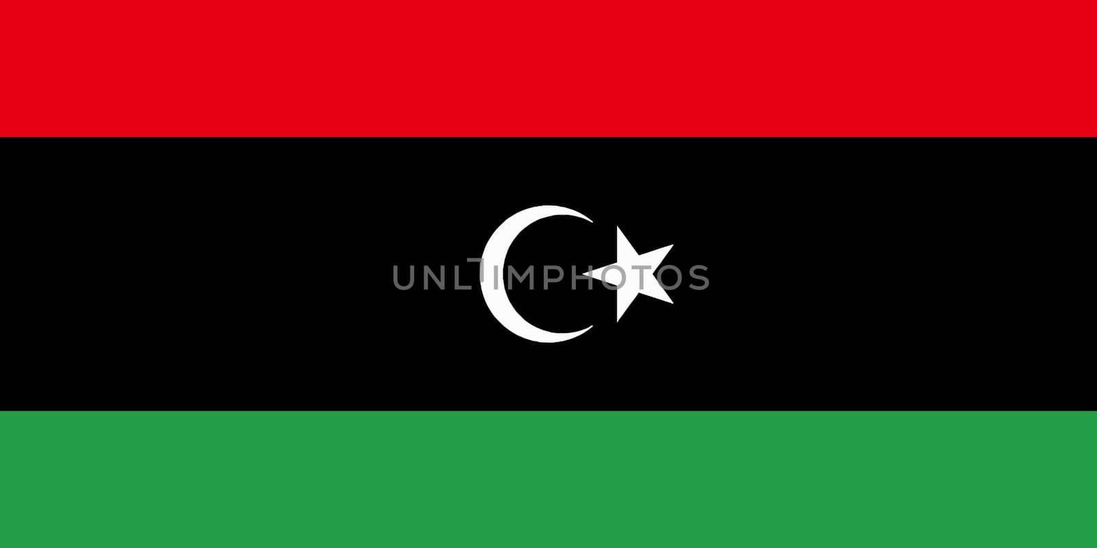 The flag of the African country of Libya