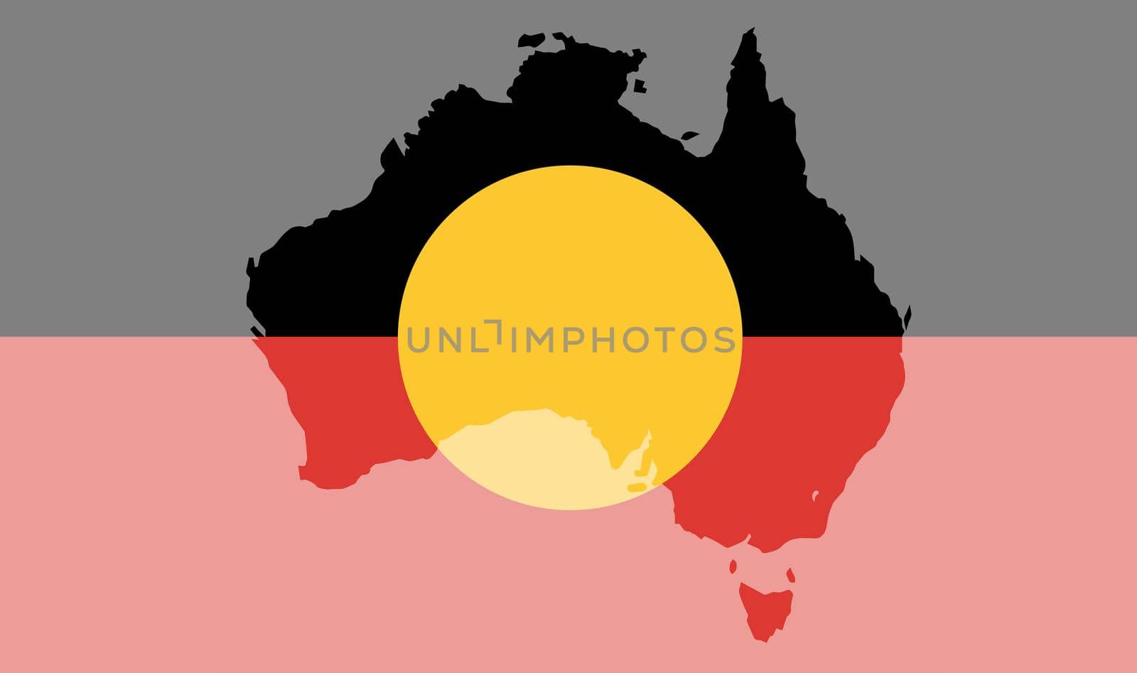 Australia Silhouette With Aboriginal Flag by Bigalbaloo