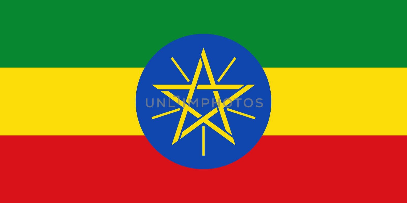 The flag of the African country of Ethiopia