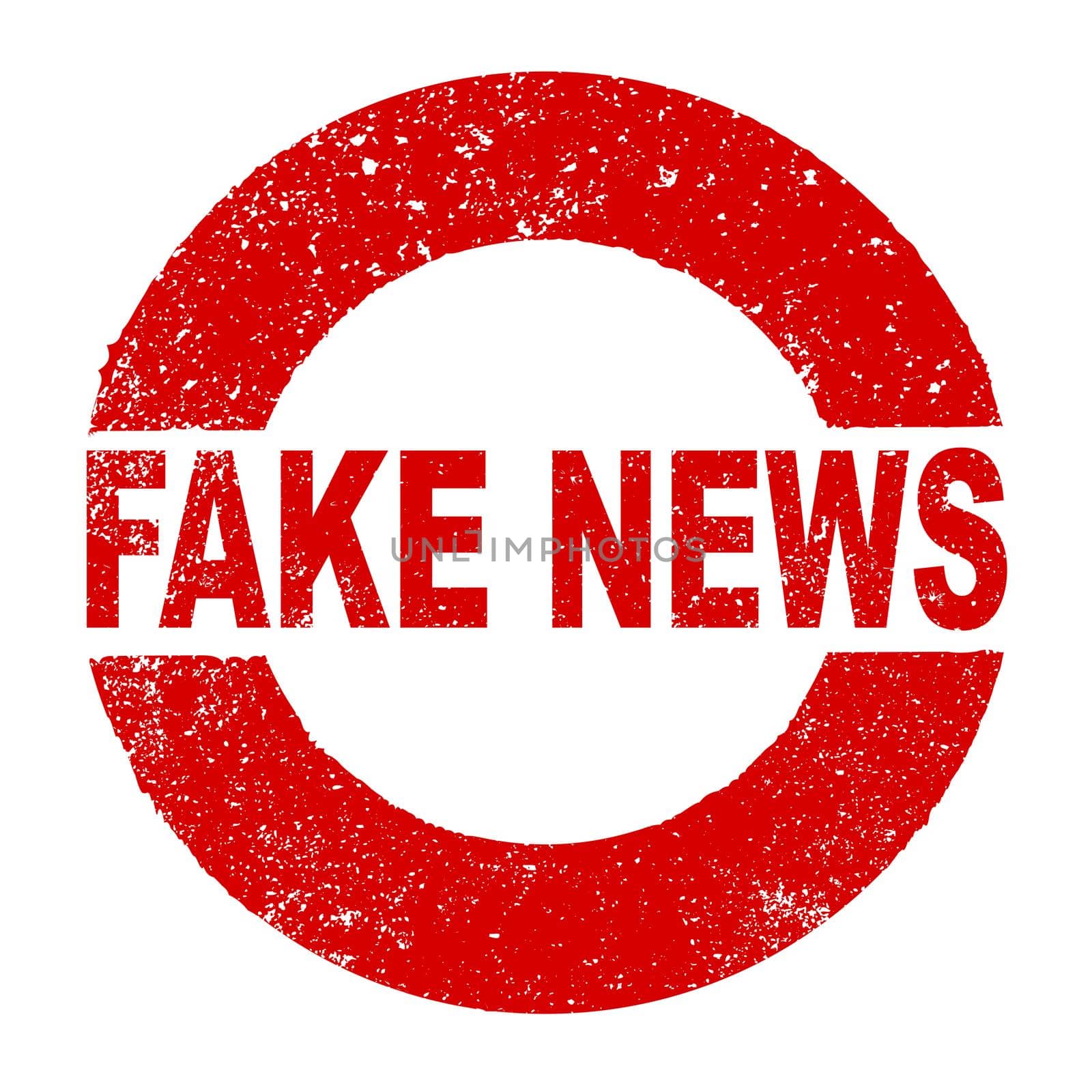 A grunge rubber ink stamp with the text FAKE NEWS over a white background