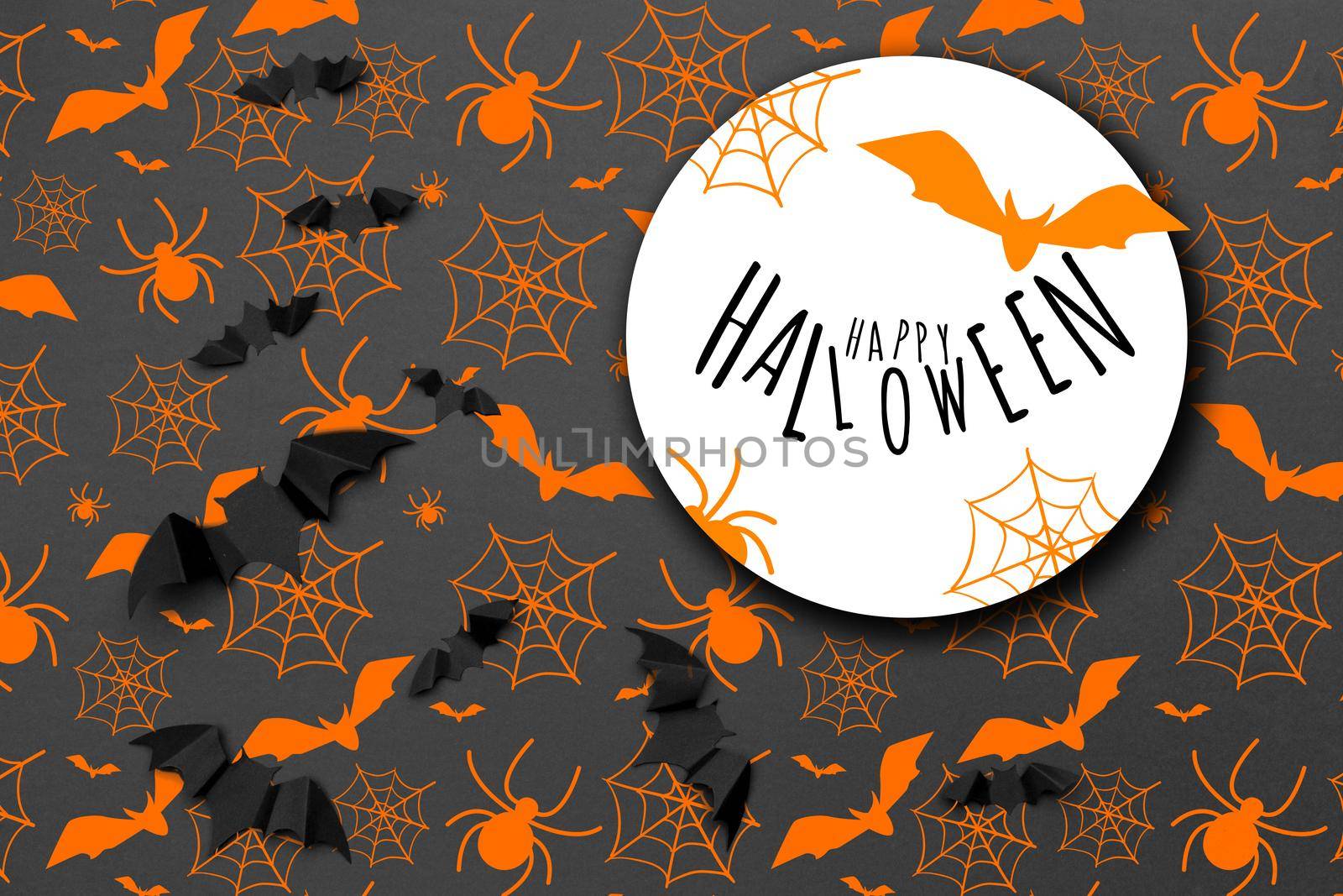 Halloween festive background and decoration concept - bats flying