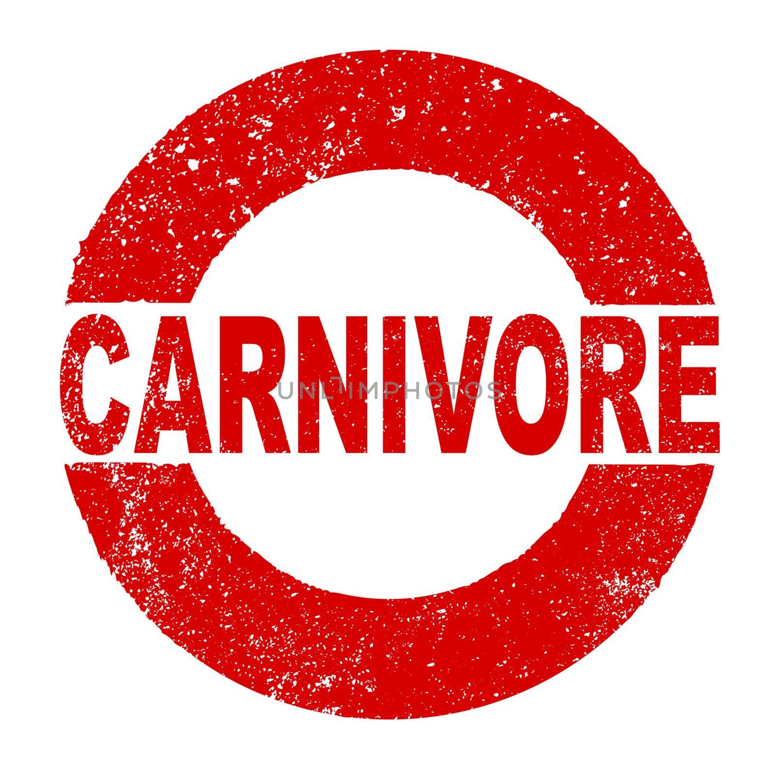 A red grunge rubber ink stamp with the text Carnivore over a white background