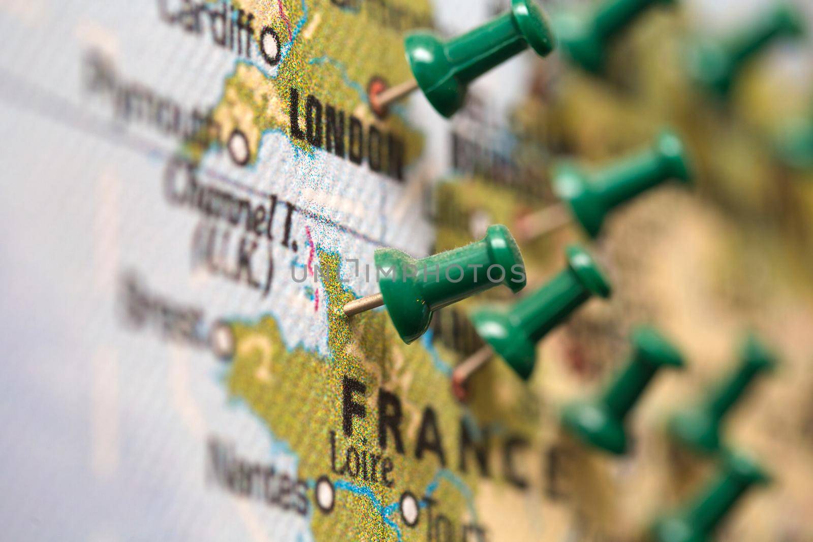 World map with different push pin on Countries where travelers have been, Travel,Topography and tourist concept background colorful