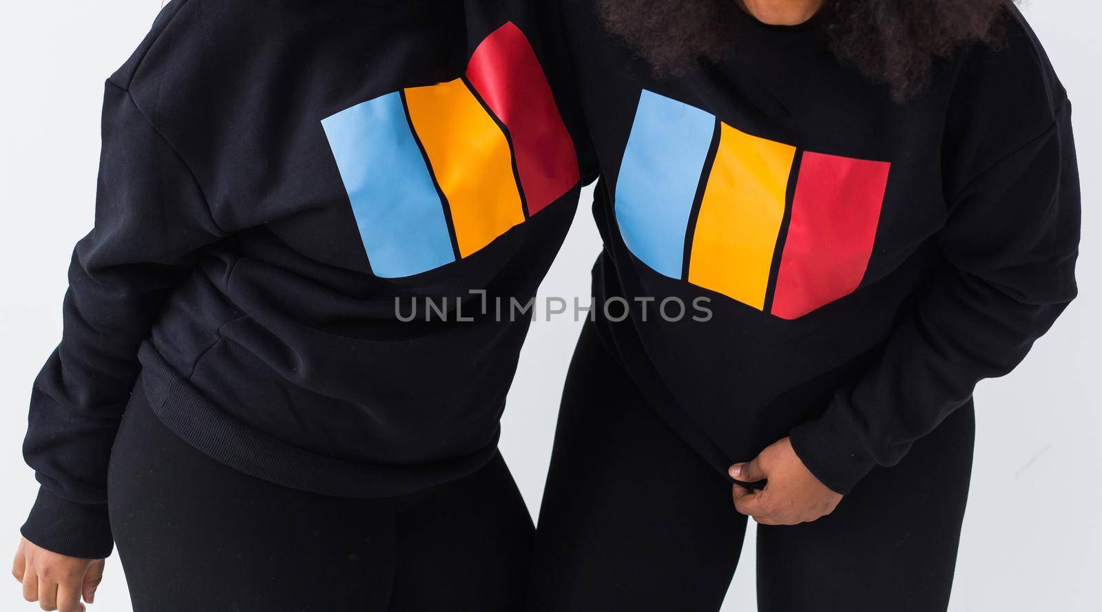 Close-up of African American women have relationships, happy to meet with friends, dressed casually on white background