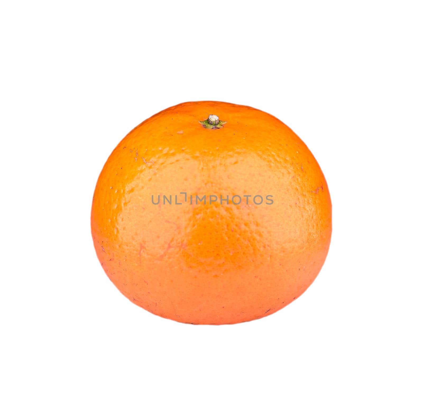 Mandarin fruit isolated on white. Big orange mandarin close up.