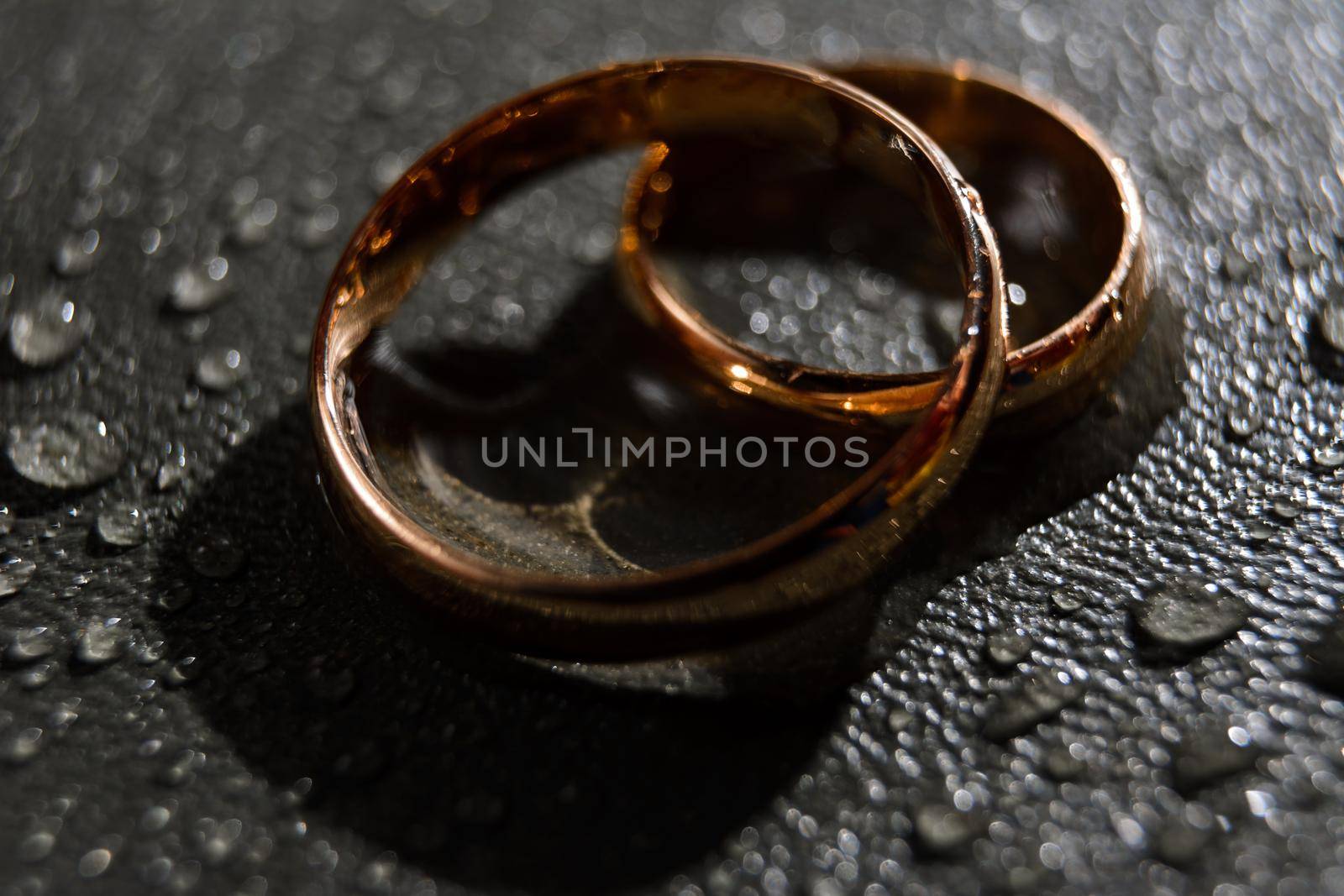 Concept and idea, pair of wedding rings, close up of two jewelry.2020