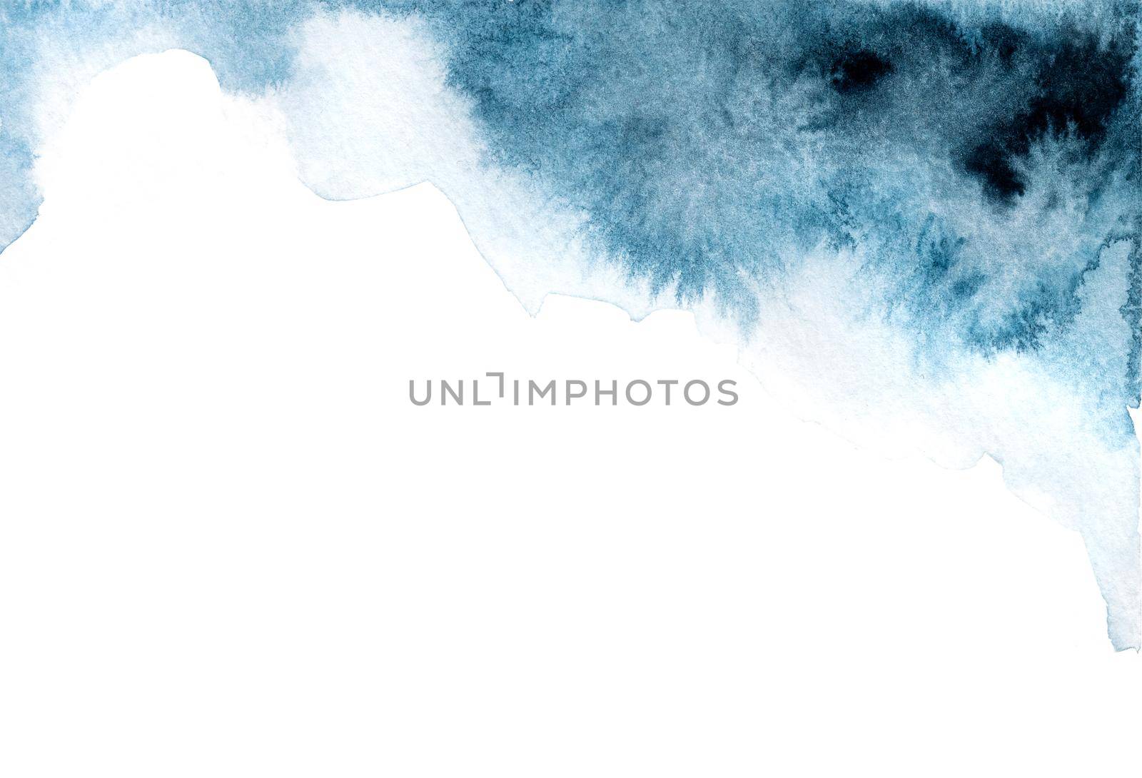 Dark blue painting of watercolor, with copy space