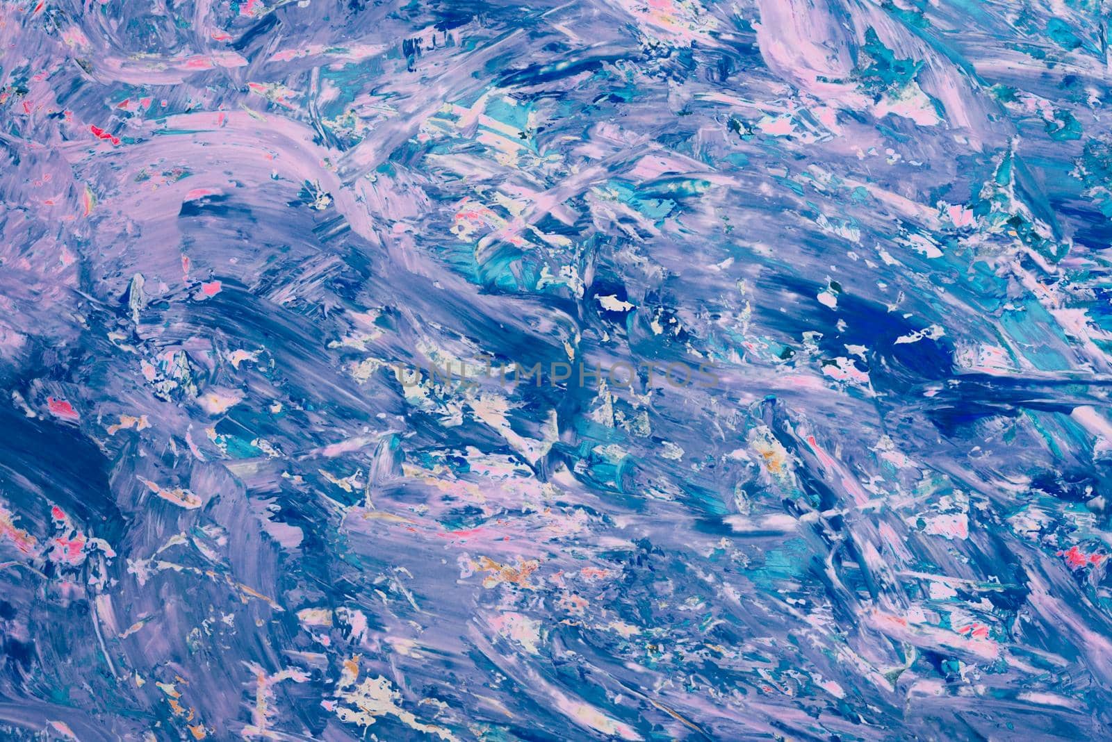 Original acrylic abstract painting in blues and white representing movement of waves. Painted by the photographer.