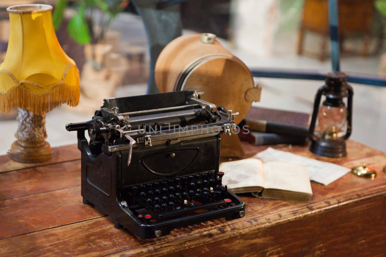 Vintage typewriter and a blank sheet of paper, retro. retro typing machine