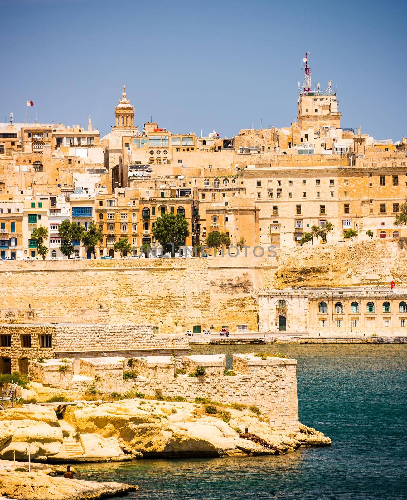 picturesque view on Valletta coastal architecture in Malta