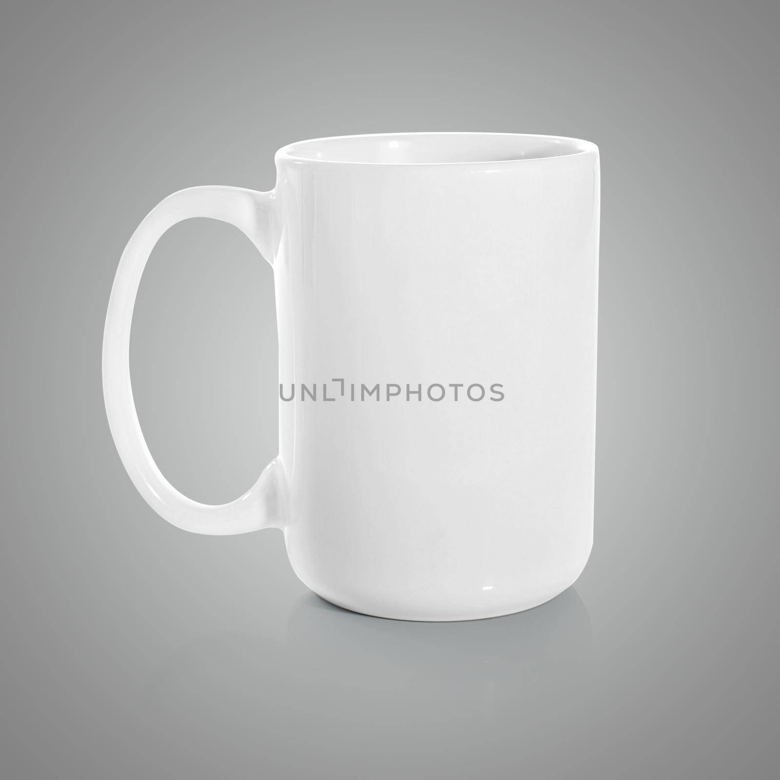 Cup white on gray background