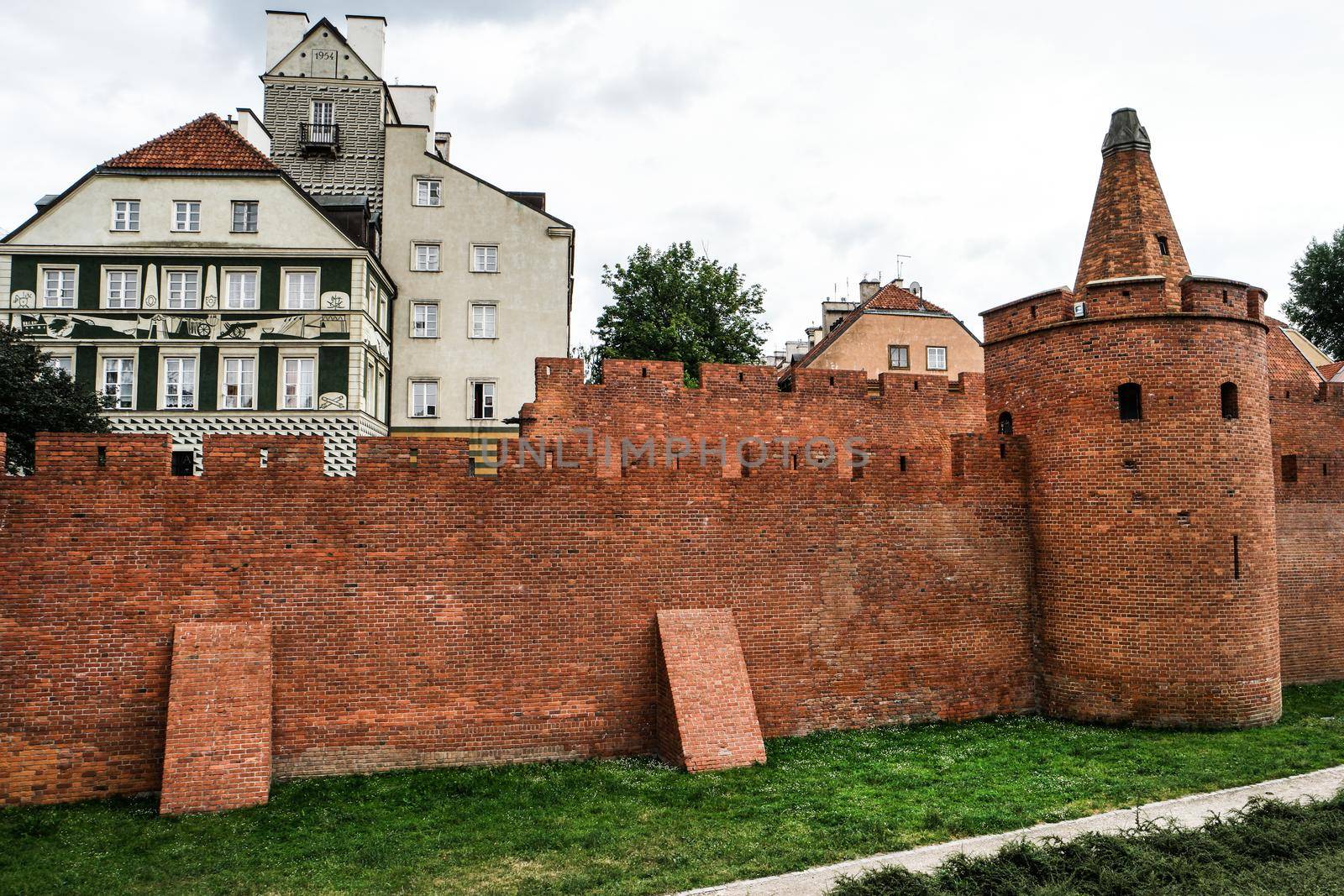 fortified medieval outpost Barbakan in Warsaw in Poland