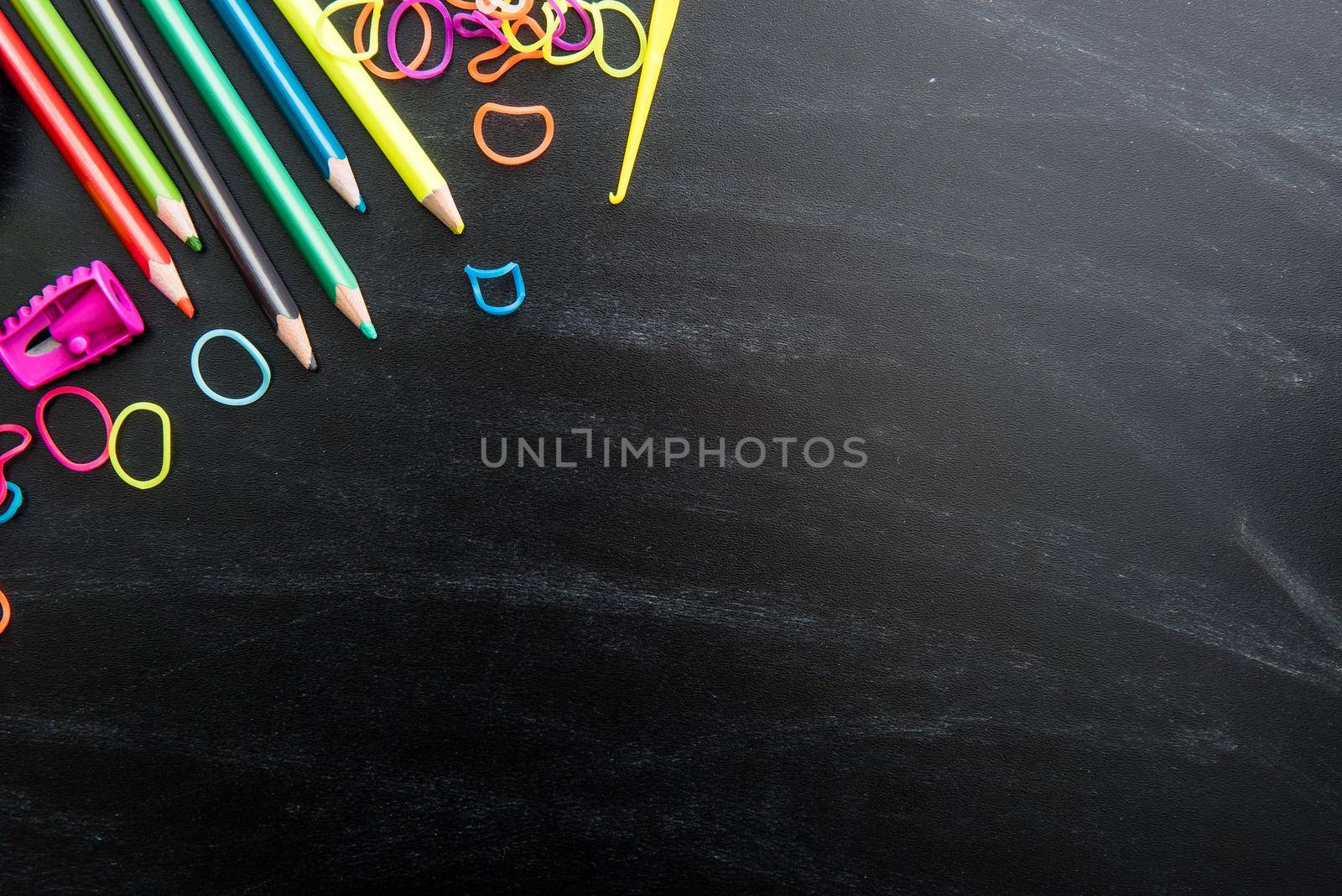 kid's stuff and sweets on a white background