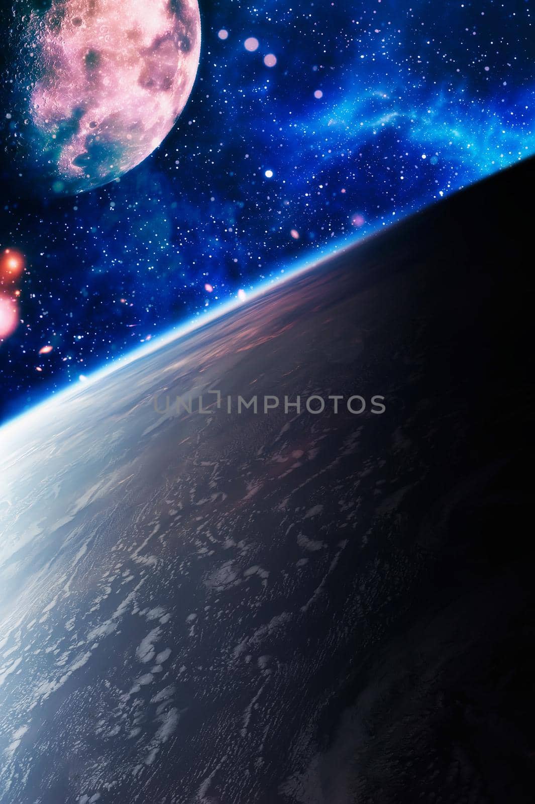 Chaotic space background. Planets, stars and galaxies in outer space showing the beauty of space exploration. The elements of this image furnished by NASA. by Maximusnd