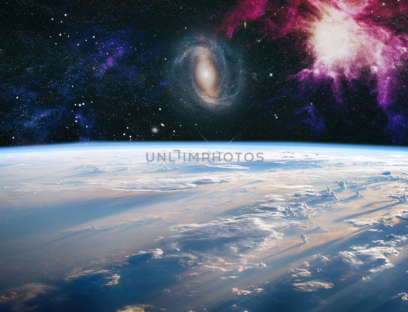 View from earth to beautiful space, landscape of space . Starry outer space. This image elements furnished by NASA