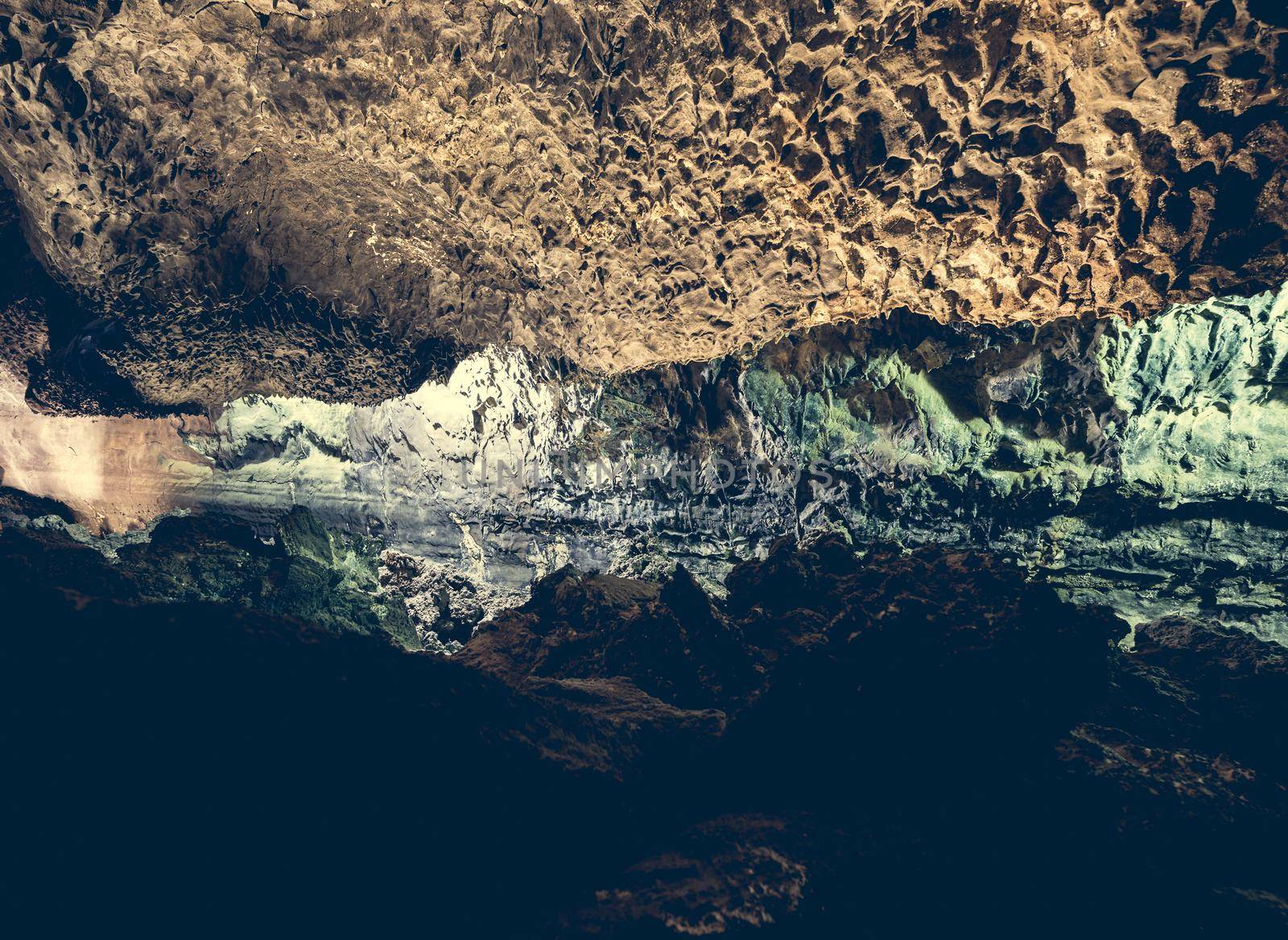 picturesque volcanic Cueva de los Verdes Cave inside, Lanzarote, Canary Islands, Spain