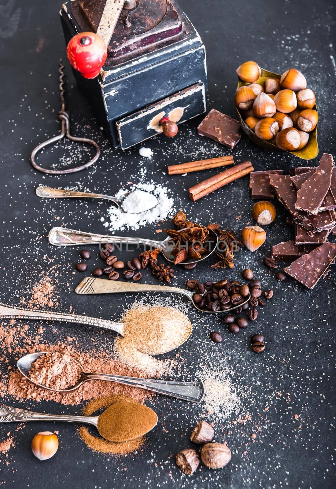 Sweet spices and chocolate on a table by GekaSkr