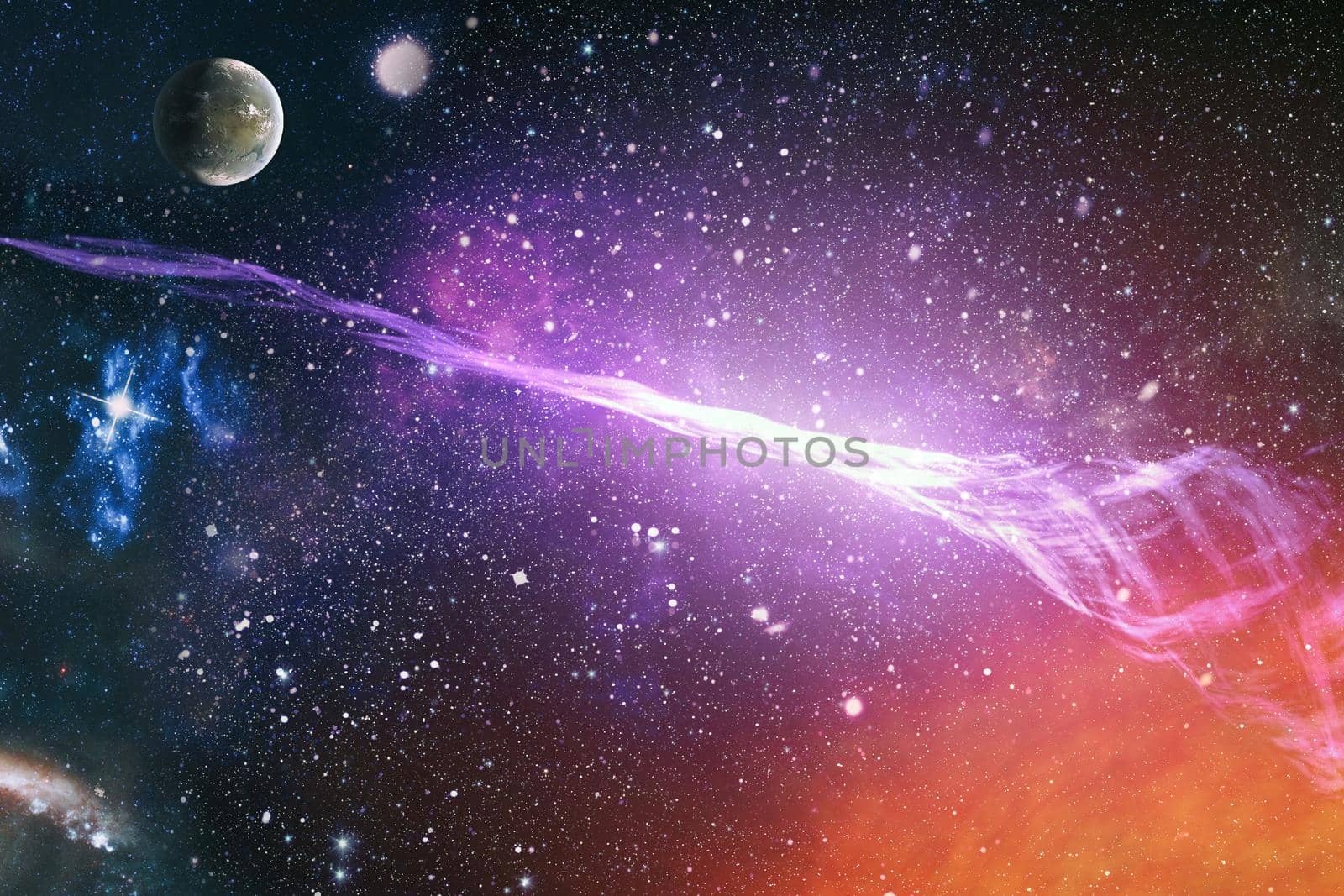 Incredibly beautiful galaxy in outer space. Nebula night starry sky in rainbow colors. Multicolor outer space. Elements of this image furnished by NASA. by Maximusnd