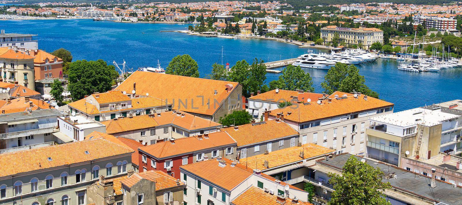 Top view of the zadar old town and sea. Zadar, Croatia.