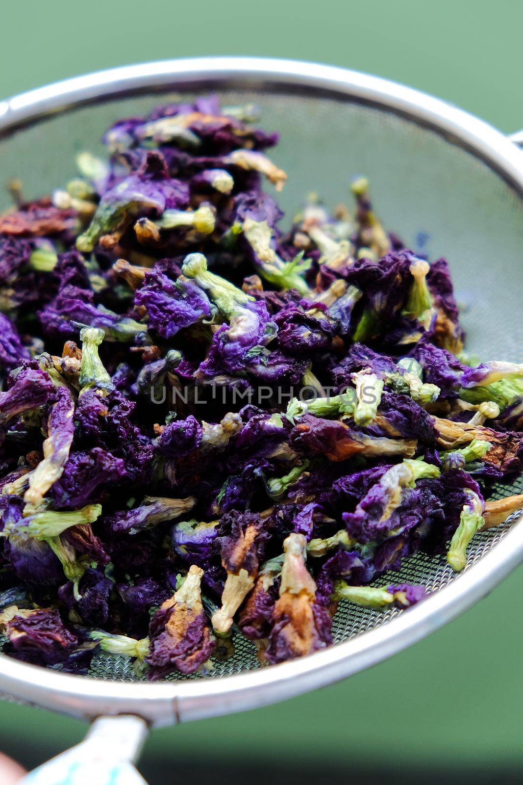 dried butterfly pea, The process of making Butterfly Pea Juice by the traditional Thai method.