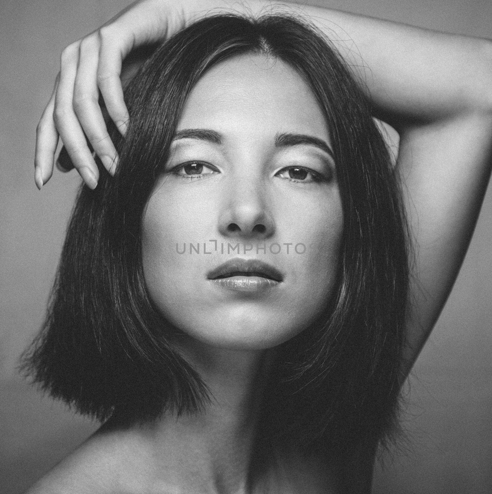 Portrait of beautiful woman, monochrome image by alexAleksei