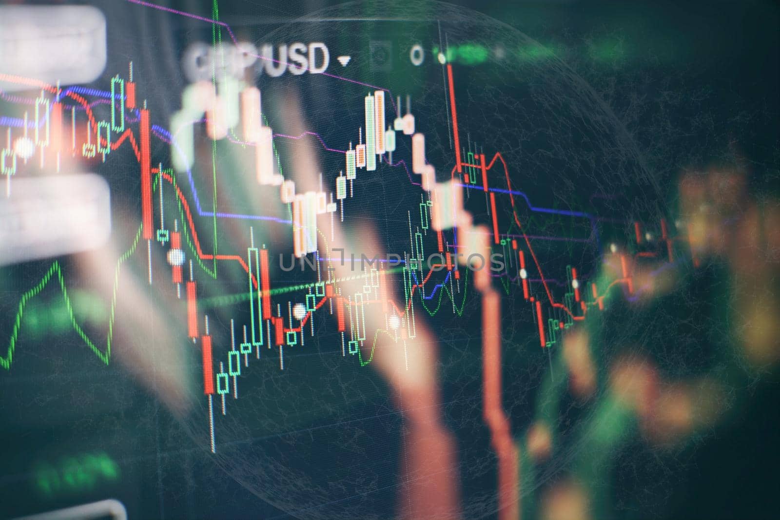 Business graph background on a monitor which including of Market Analyze. Bar graphs, Diagrams, financial figures. Forex chart.