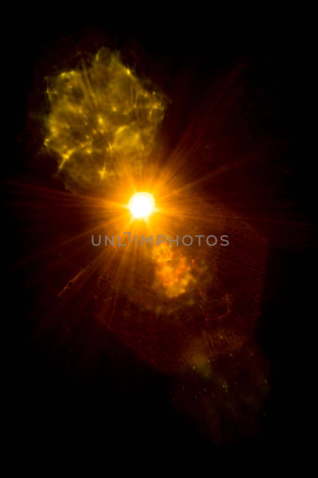 Abstract imitation sun starlight distant galaxy on a black background. -image