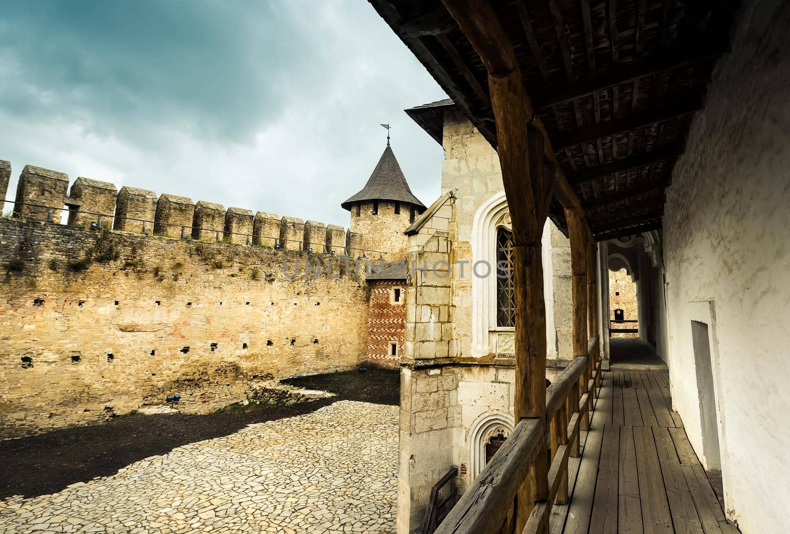 inside yard with buildings of Khotyn Fortress