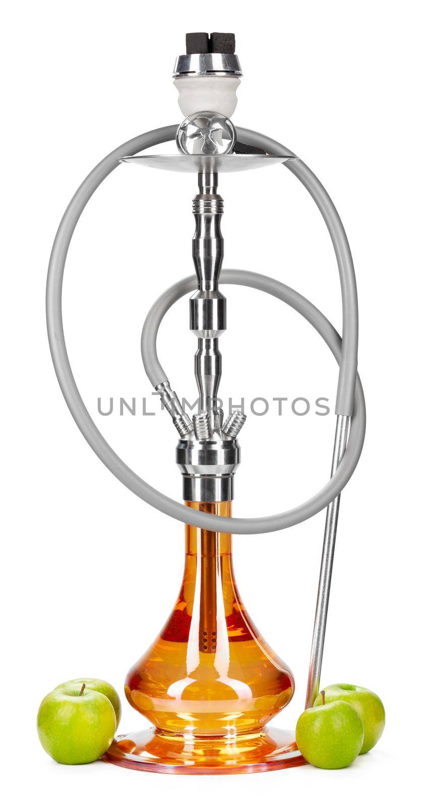 Hookah with fruits isolated on white background