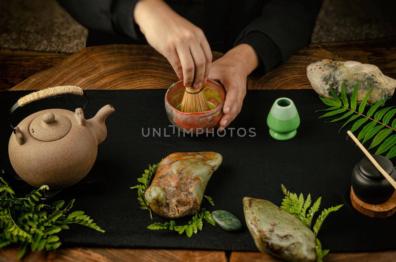the traditional matcha tea preparation